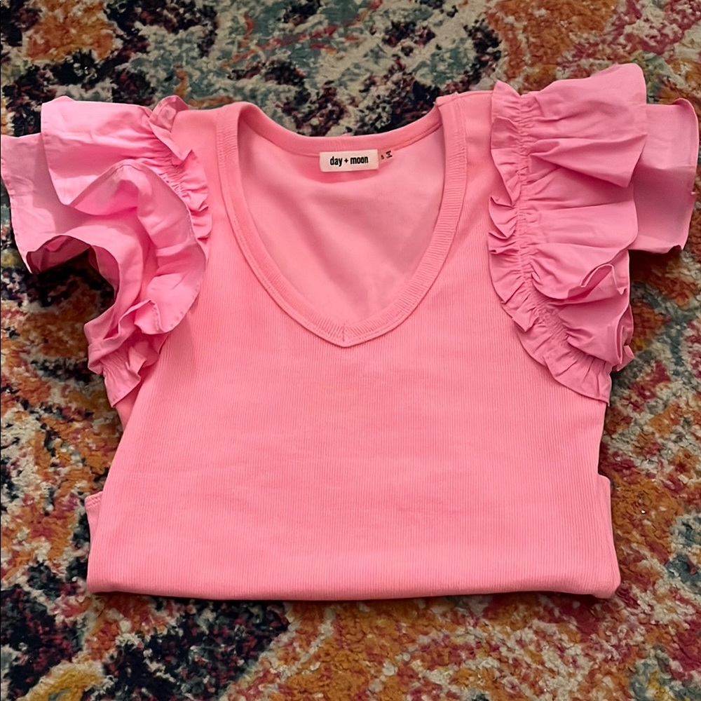 Pink Ruffle day + moon bodysuit suit (never worn, brand new)